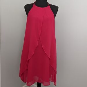 Hot pink multi layer summer dress